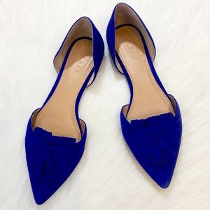 J. Crew Suede D’Orsay Tassel Royal Blue Flats